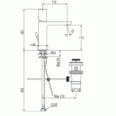 Loft-Tres bateria umywalkowa chrom – 200.103.02