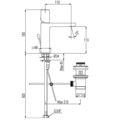 Loft-Tres bateria umywalkowa chrom – 200.103.02