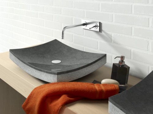 Arrecife Bathco umywalka kamienna nablatowa  400x500 negro - 00325