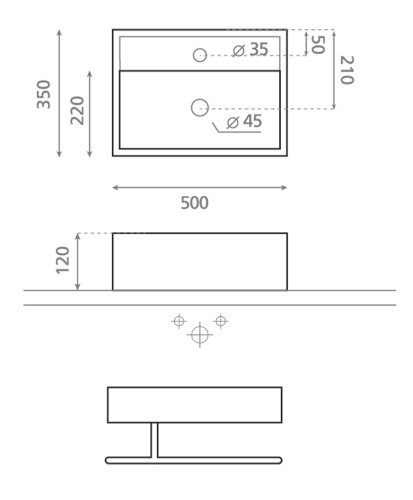 Turin Bathco umywalka nablatowa 35x50 - 0017B