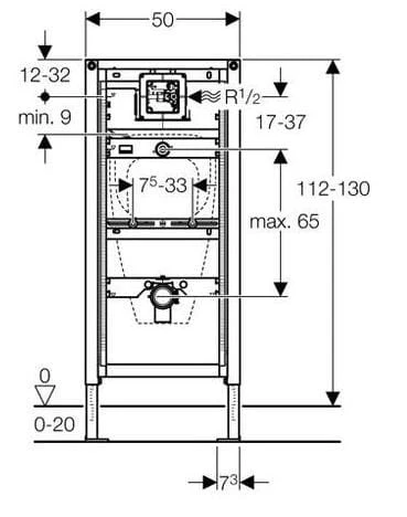 Geberit Duofix element montażowy do pisuaru uniwersalny H112-130 - 111.616.00.1