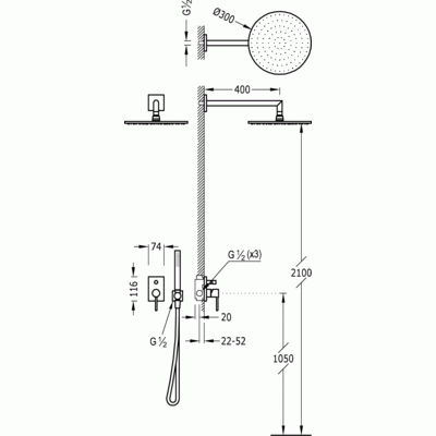 Max-Tres zestaw natryskowy z baterią podtynkową - 062.980.01