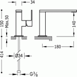 Cuadro-Tres Bateria umywalkowa wylewka 34x10 mm - 10620501