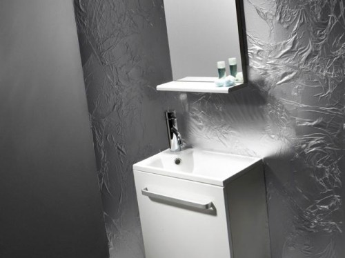 Niza Bathco zestaw umywalka 440x250x470 szafka lustro biały - 9901BL