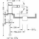 Slim-Tres Bateria bidetowa z korkiem automatycznym w kolorze chrom - 20212002D