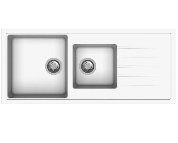 Polka Hansloren zlew granitowy 2 komory  500x1160 biały POBO-3WMD