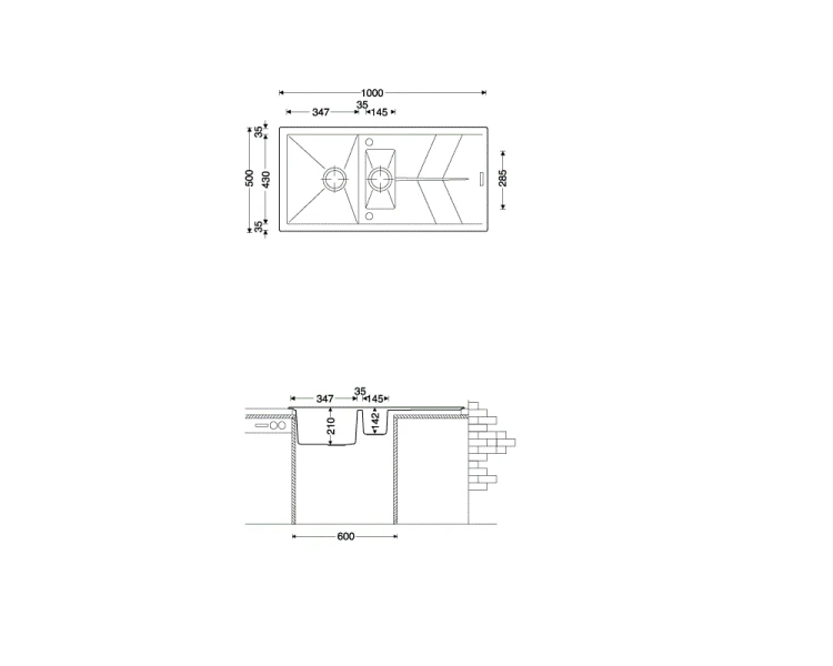 Jazz Hansloren zlew 15-komorowy z ociekaczem 500x1000x210 mm espresso - JAEO-2WMD