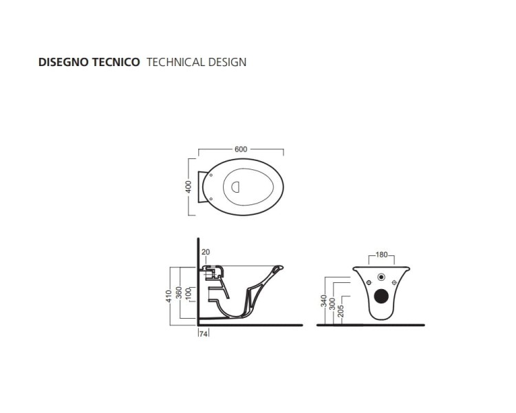 Sculture Hatria miska WC wisząca 400x600 – YXKN01