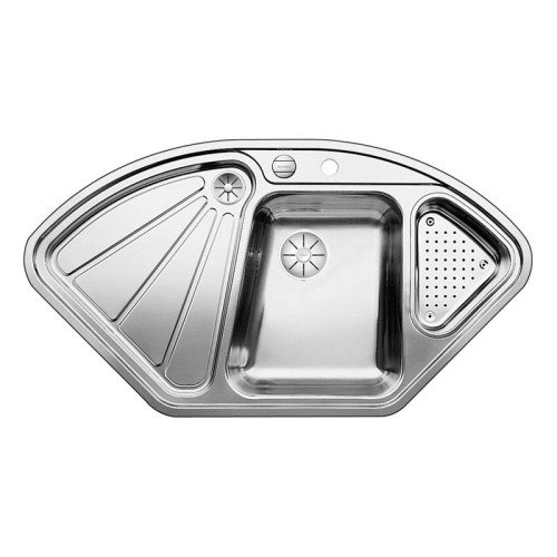 Delta-IF Blanco zlew narożny + odsączarka stalowa + k. aut stal polerowana - 523667