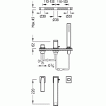 Slim-Tres Bateria wannowa trzyotworowa wylewka 220mm chrom - 20216101