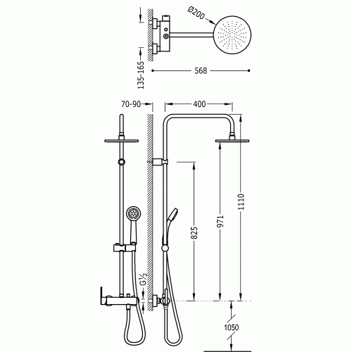 Lex-Tres Kolumna prysznicowa chrom - 081.192