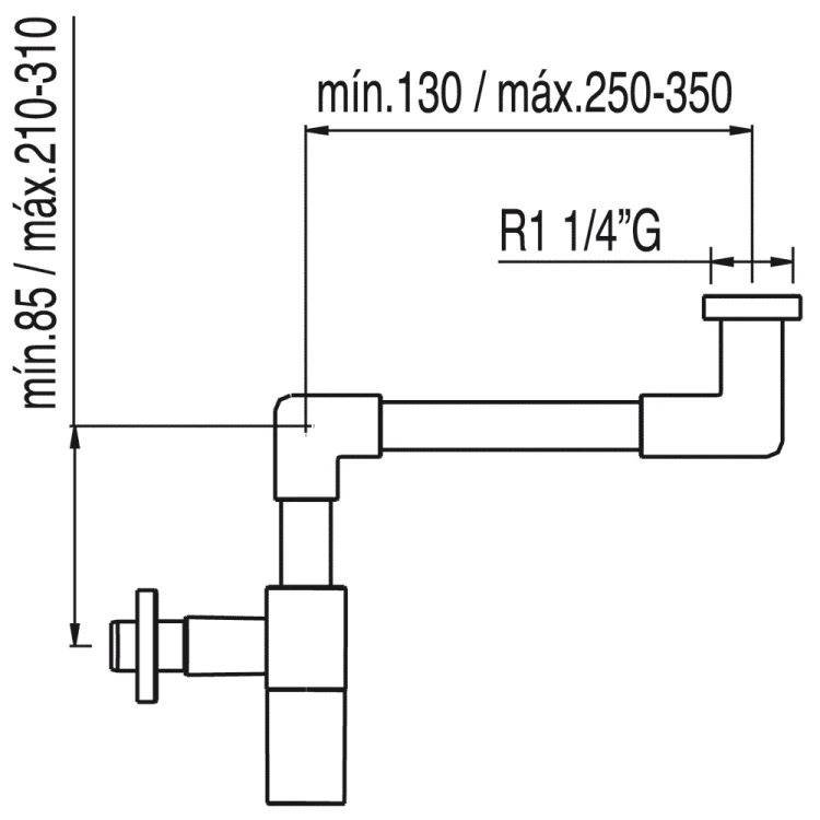 Max-Tres syfon pod umywalkę z kolankiem chrom - 1.61.103.62