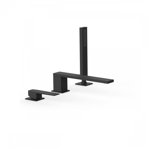 Slim-Tres Bateria wannowa trzyotworowa wylewka 220mm czarny mat - 20216101NM