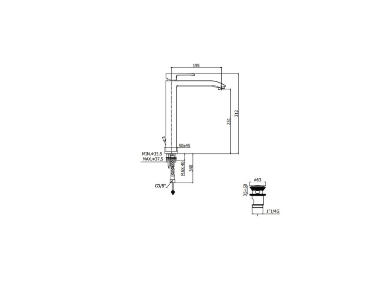 Level Paffoni baterai umywalkowa wysoka chrom