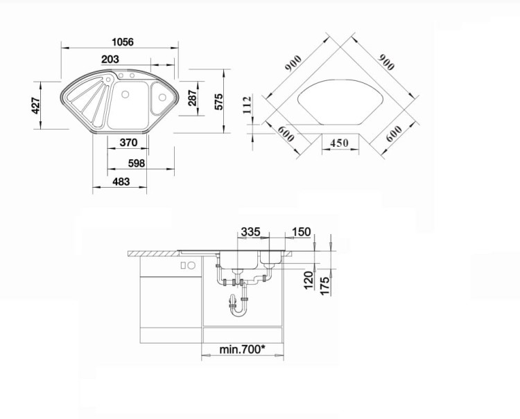 Delta-IF Blanco zlewozmywak narożny + odsączarka stalowa + k. aut stal polerowana