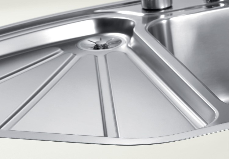 Delta-IF Blanco zlewozmywak narożny + odsączarka stalowa + k. aut stal polerowana