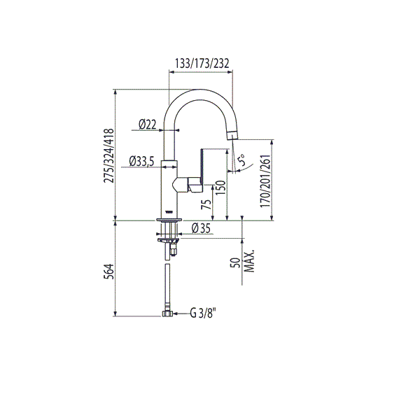 Loft-Tres bateria umywalkowa chrom – 200.205.05