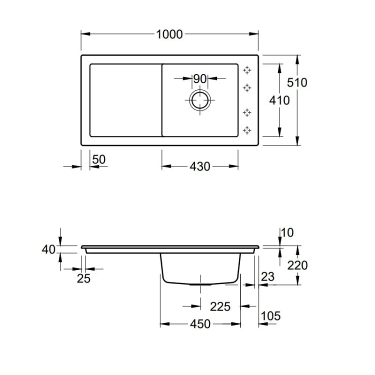 Timeline 60 Classicline V&B zlewozmywak ceramiczny 510x1000 white alpin  679001R1