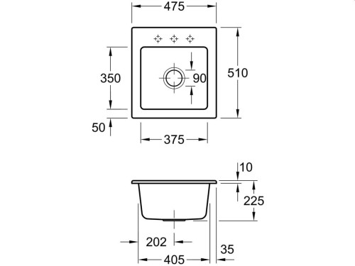 Subway XS Premiumline V&B zlewozmywak ceramiczny 510x475 korek manualny fossil (mat) - 678101KD