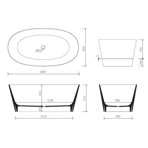 Duo II Marmorin wanna wolnosotojąca konglomeratowa 1500x800x570 biała