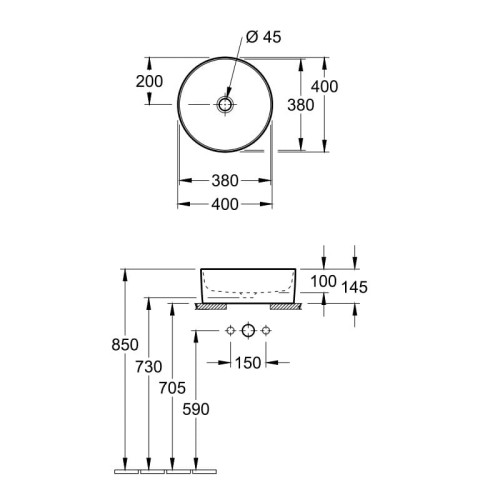 Collaro V&B umywalka 40 cm nablatowa okrągła Weiss Alpin - 4A184001
