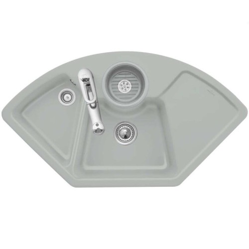 Solo Corner Classicline V&B zlew ceramiczny narożny 600x1075mm KM fossil (mat) - 6708 01 KD