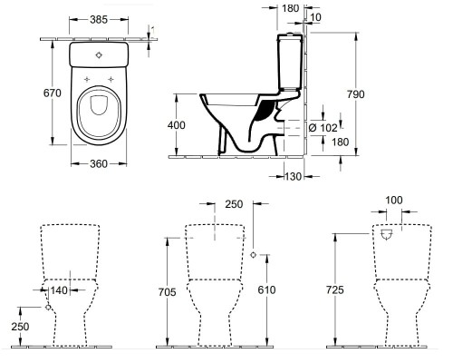 O.Novo V&B spłuczka WC dopływ z boku white alpin - 5760 S1 01