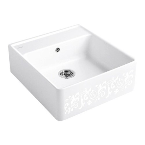 Zlew ceramiczny farmerski Premiumline Villeroy&Boch white pearl (połysk) biały 632061KT