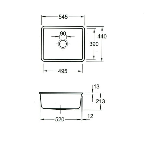 Subway SU 60 Villeroy&Boch zlew ceramiczny podblatowy ivory (mat) 331001FU