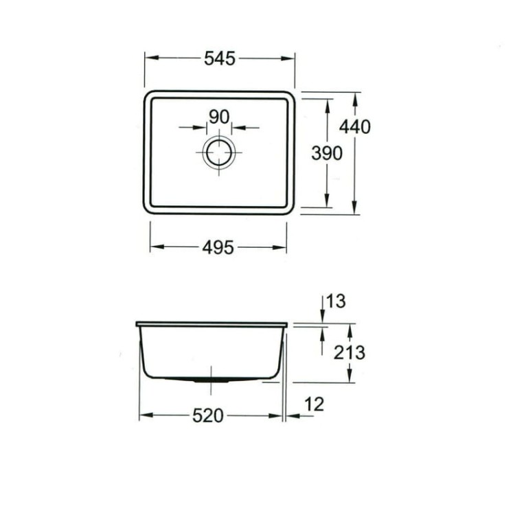 Subway SU 60 Classicline V&B zlew ceramiczny podblatowy stone (mat) 331001SL