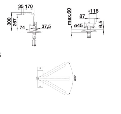 Fontas II Blanco Silgranit bateria zlewozmywakowa stal ultra resist - 523129