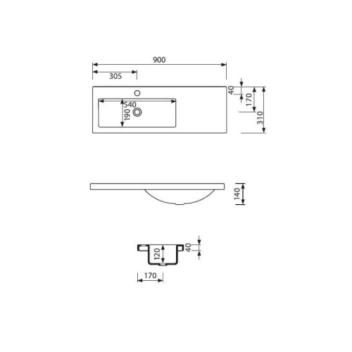 Talia Marmorin umywalka kompozytowa 900x310L Duracoat® - P_U_078_02_0900