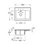 Subway 45 Compact Classicline V&B zlew ceramiczny 650x510mm KM lewy fossil - 331201KD