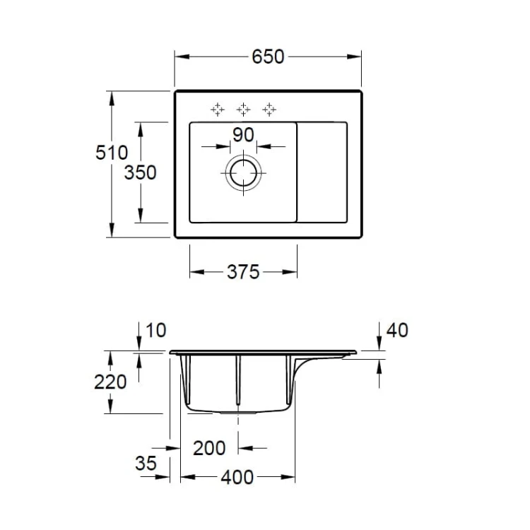 Subway 45 Compact Classicline V&B zlew ceramiczny 650x510mm KM lewy fossil - 331201KD