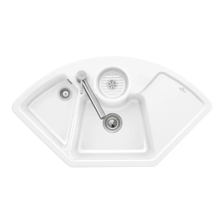 Solo Corner Premiumline Villeroy&Boch zlew ceramiczny narożny 600x1075mm KM snow white 670801KG