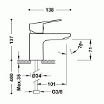 Base-Tres bateria umywalkowa chrom - 21510310