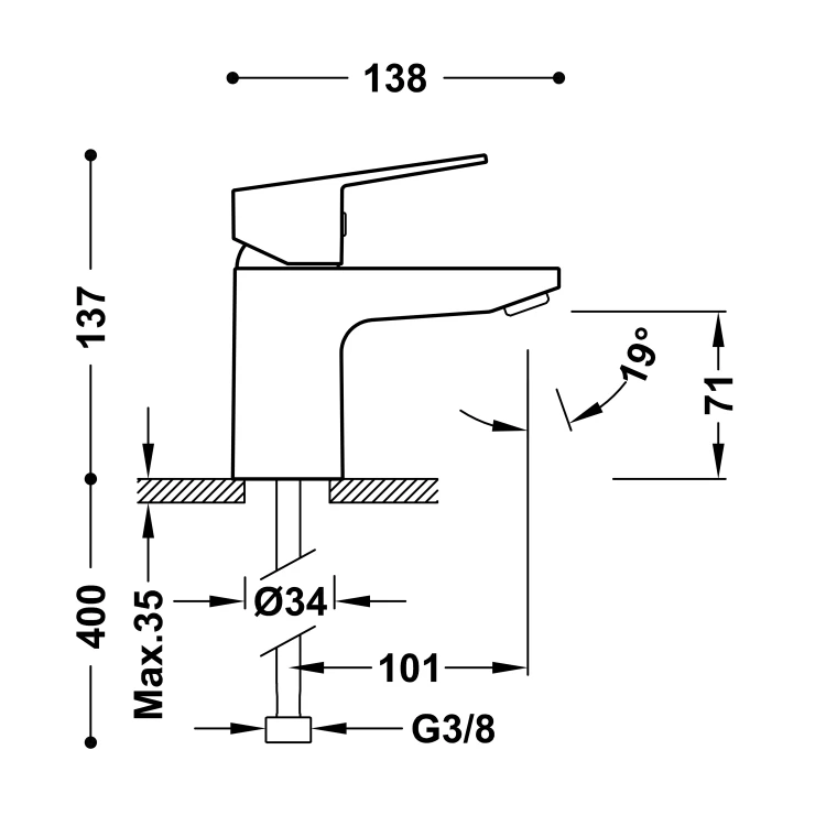 Base-Tres bateria umywalkowa chrom - 21510310