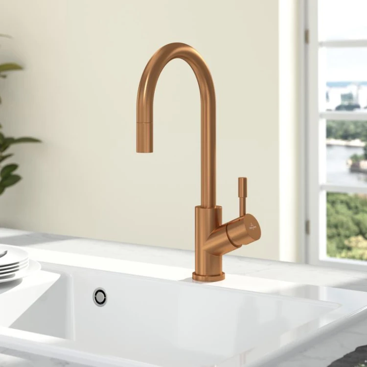 umbrella-flex-villeroy&boch-bateria-zlewozmywkowa-wyciągana-wylewka-bronze-miedź–92540004