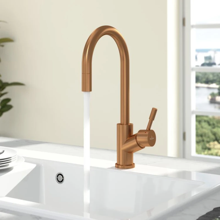 umbrella-flex-villeroy&boch-bateria-zlewozmywkowa-wyciągana-wylewka-bronze-miedź–92540004