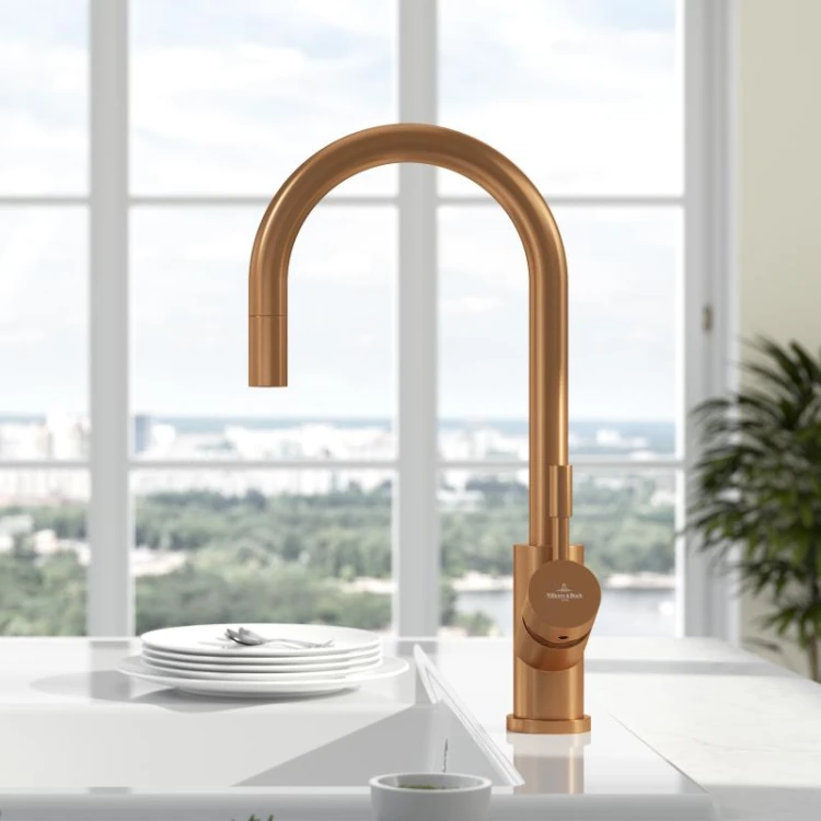 umbrella-flex-villeroy&boch-bateria-zlewozmywkowa-wyciągana-wylewka-bronze-miedź–92540004