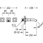 Cuadro-Tres Bateria umywalkowa podtynkowa z perlatorem wylewka 152 mm chrom – 00815101-133048