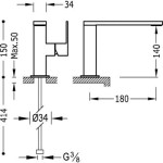 Cuadro-Tres Bateria umywalkowa wylewka 34x10 mm - 10620501-112228