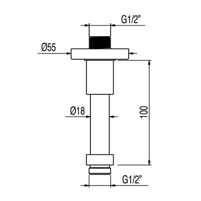 Tres ramie do głowicy natryskowej do mocowania sufitowego 3mm chrom - 1.34.521.02-112696
