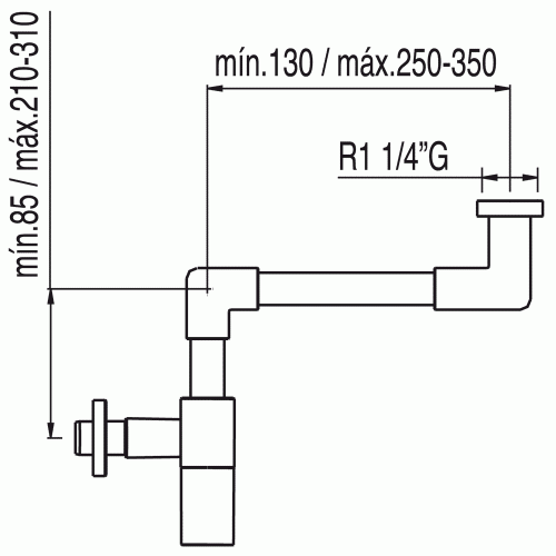 Max-Tres syfon pod umywalkę z kolankiem chrom - 1.61.103.62-144603
