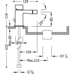 Slim-Tres Bateria bidetowa z korkiem automatycznym chrom - 20212002D-112492