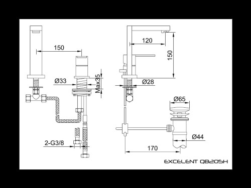 Excelent Kohlman bateria umywalkowa ścienna chrom -  QW180H