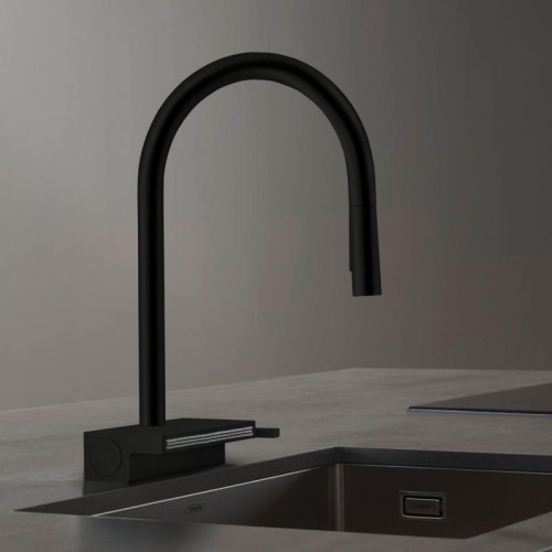 Aquno_Select_M81_Hansgrohe_bateria_kuchenna_z_wyciąganą_wylewką_sBox_czarny_mat_73831670_1