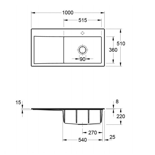 Subway Style 60 Villeroy&Boch zlewozmywak ceramiczny prawy white ebony czarny matowy 336101S5