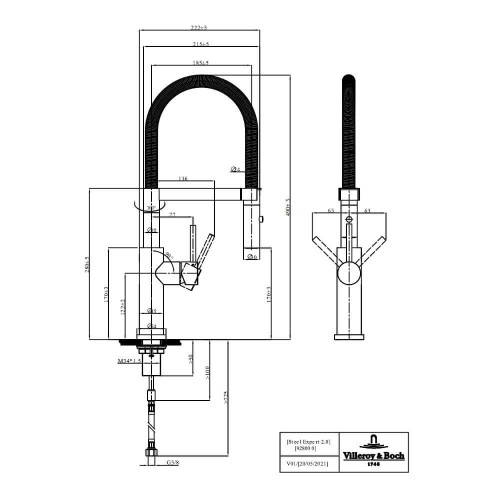 Steel_Expert_2.0 Villeroy-Boch_bateria _zlewozmywakowa_stal_szczotkowana-928000lc-tech