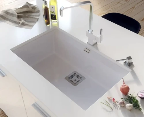 Delicja Hansloren zlewozmywak konglomeratowy podwieszany 740x455 biały - D7BO-1PMB-ar-2